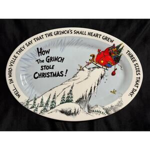 Dr. Seuss How the Grinch Stole Christmas Sleigh Hill Oval Platter Zrike